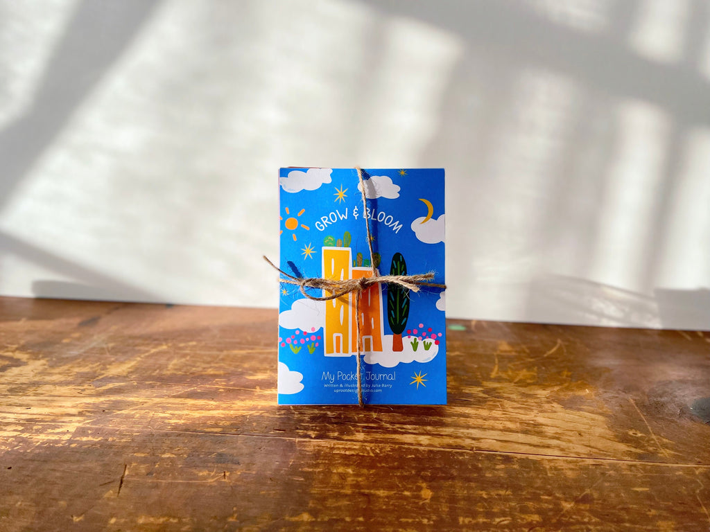 Golden Light Candle Relaxation Set: “Flower Child” Scented (Patchouli, Lavender + Amber) Candle, Meditation Card + Mindfulness Journal (Grow & Bloom)