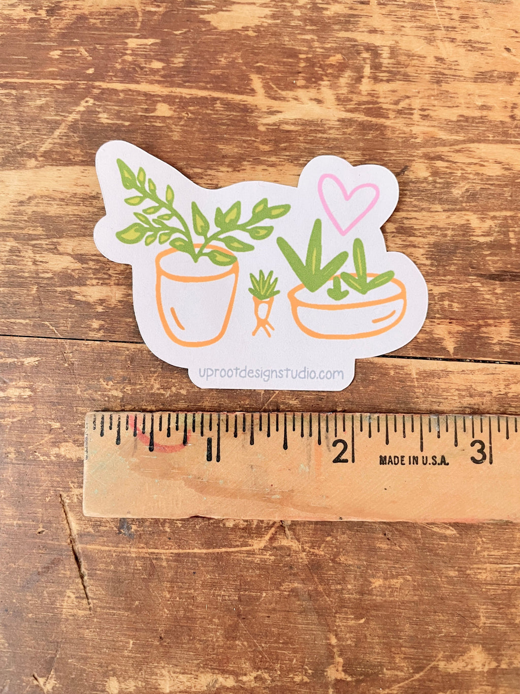 "Plant Mom" Sticker Pouch with Two Whimsical Houseplant Stickers + "Plant Mom" Hand-Lettered Decal Large Sticker