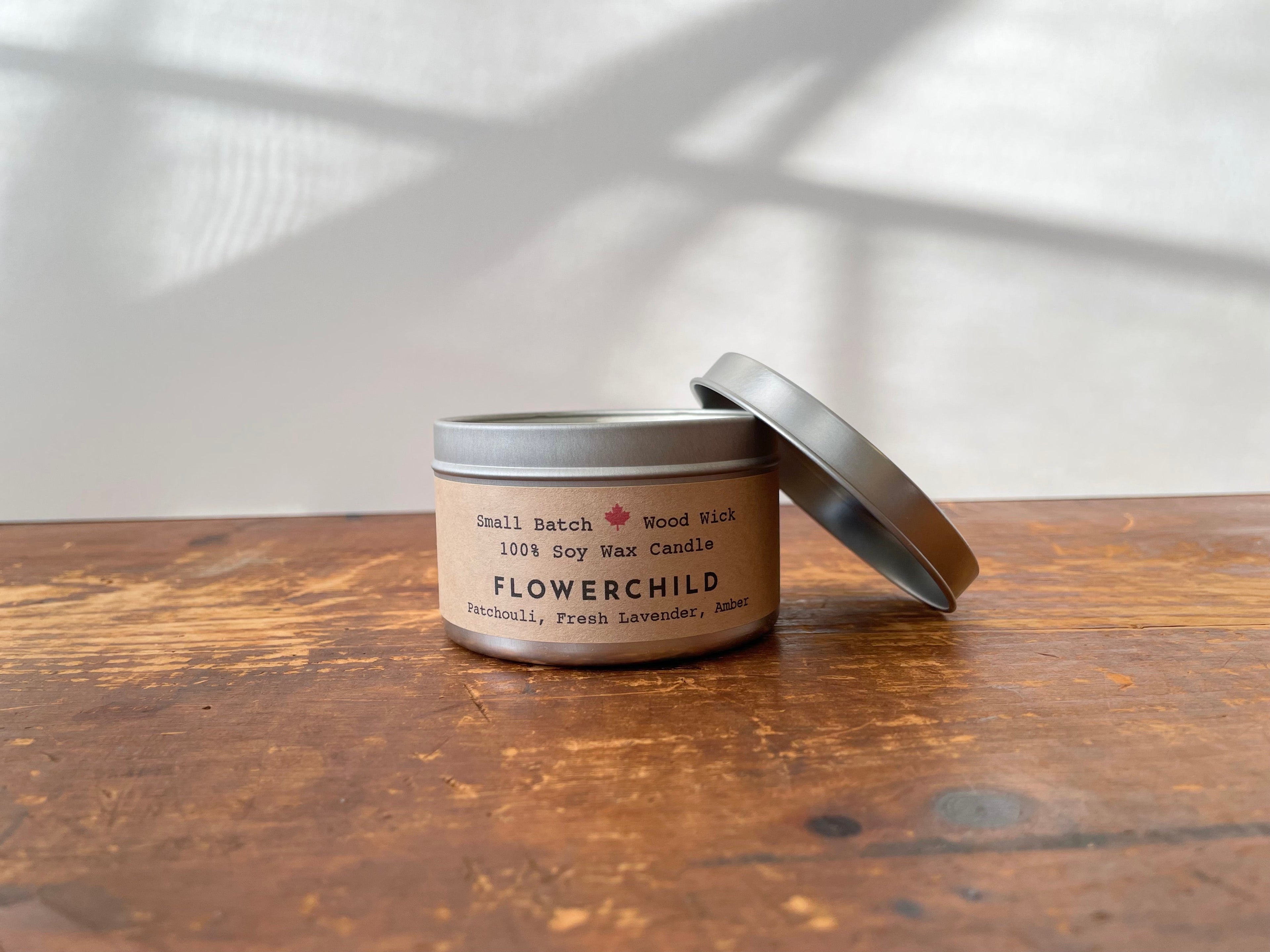 Golden Light Candle Relaxation Set: “Flower Child” Scented (Patchouli, Lavender + Amber) Candle, Meditation Card + Mindfulness Journal (Grow & Bloom)