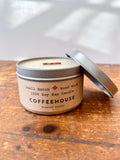 Shine On Candle Relaxation Set: "Coffeehouse" Crackling Wick Candle - Scented of Roasted Coffee, Meditation Card + Mindfulness Journal (Grow & Bloom)