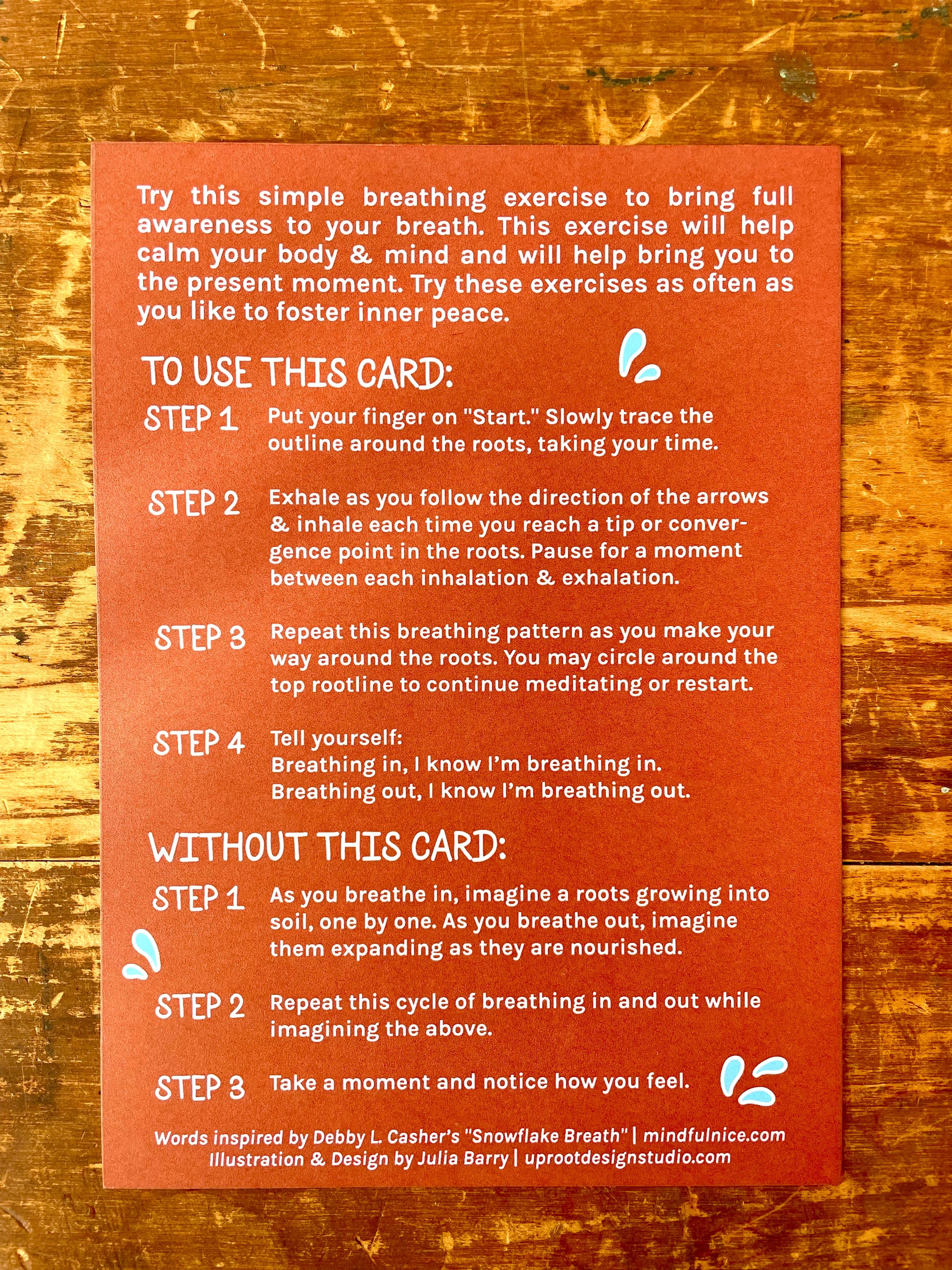 "Rooted Meditation" Hand-Illustrated Meditation Card w. Instructions 5x7"