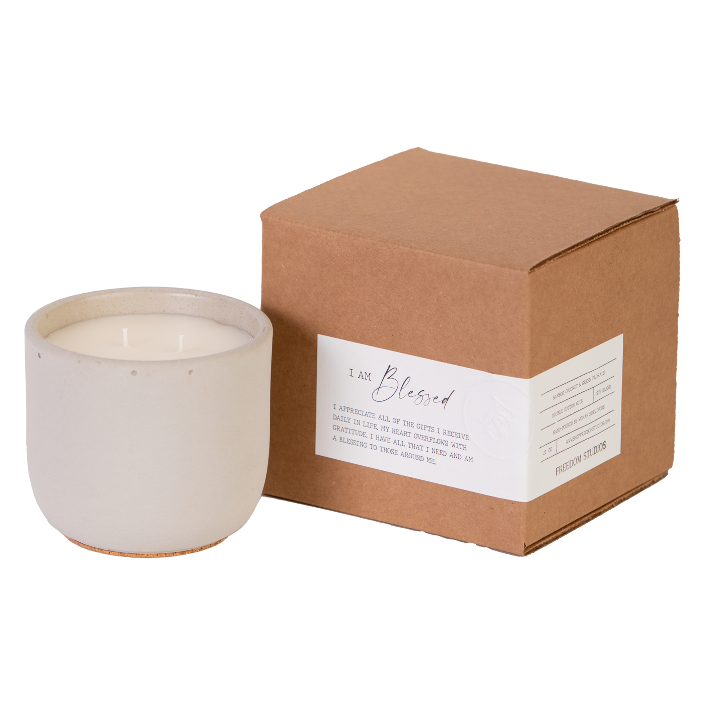 I AM Blessed 22 oz Concrete Candle