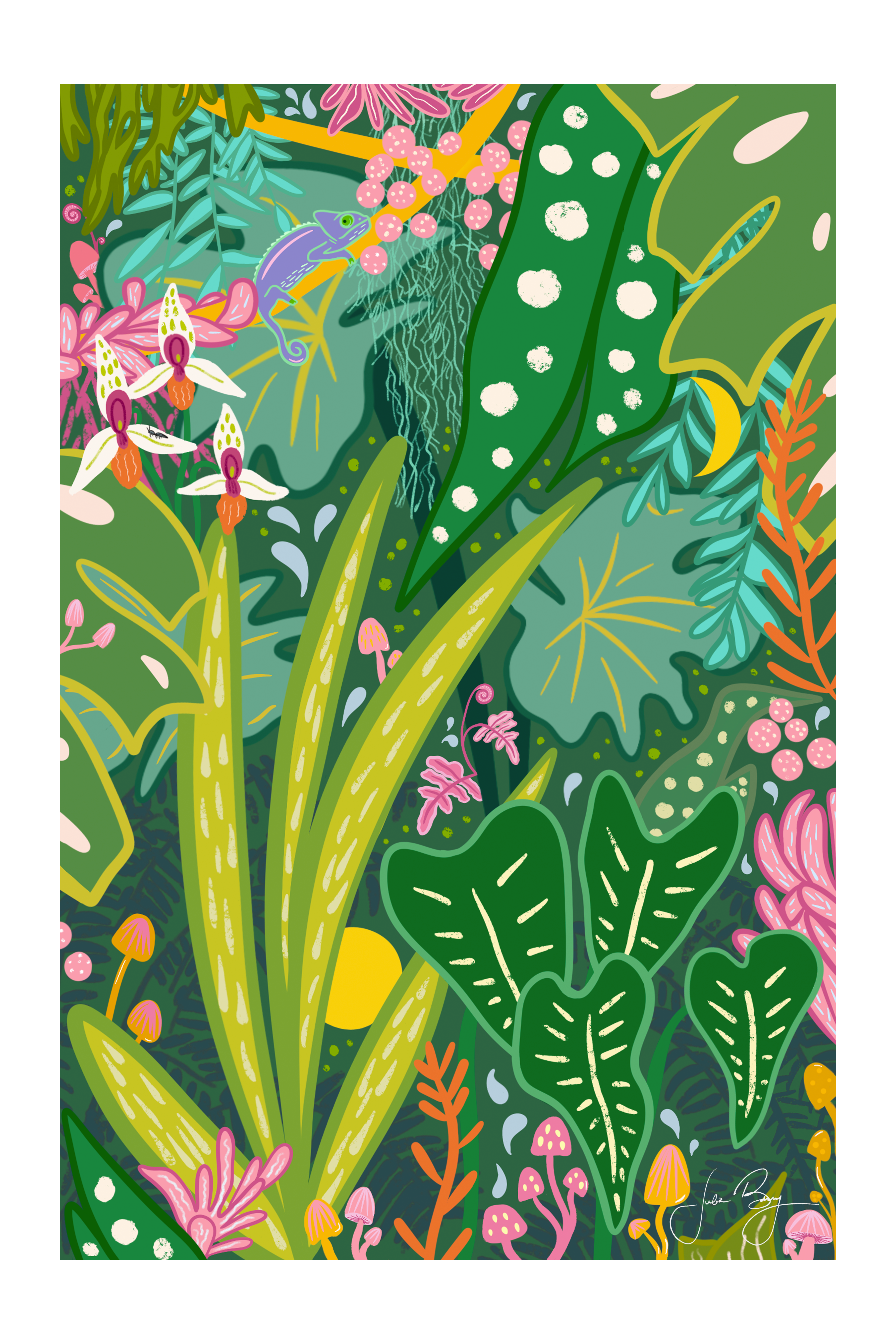 "Into the Jungle" Colorful Eco-Art Print 12x18"