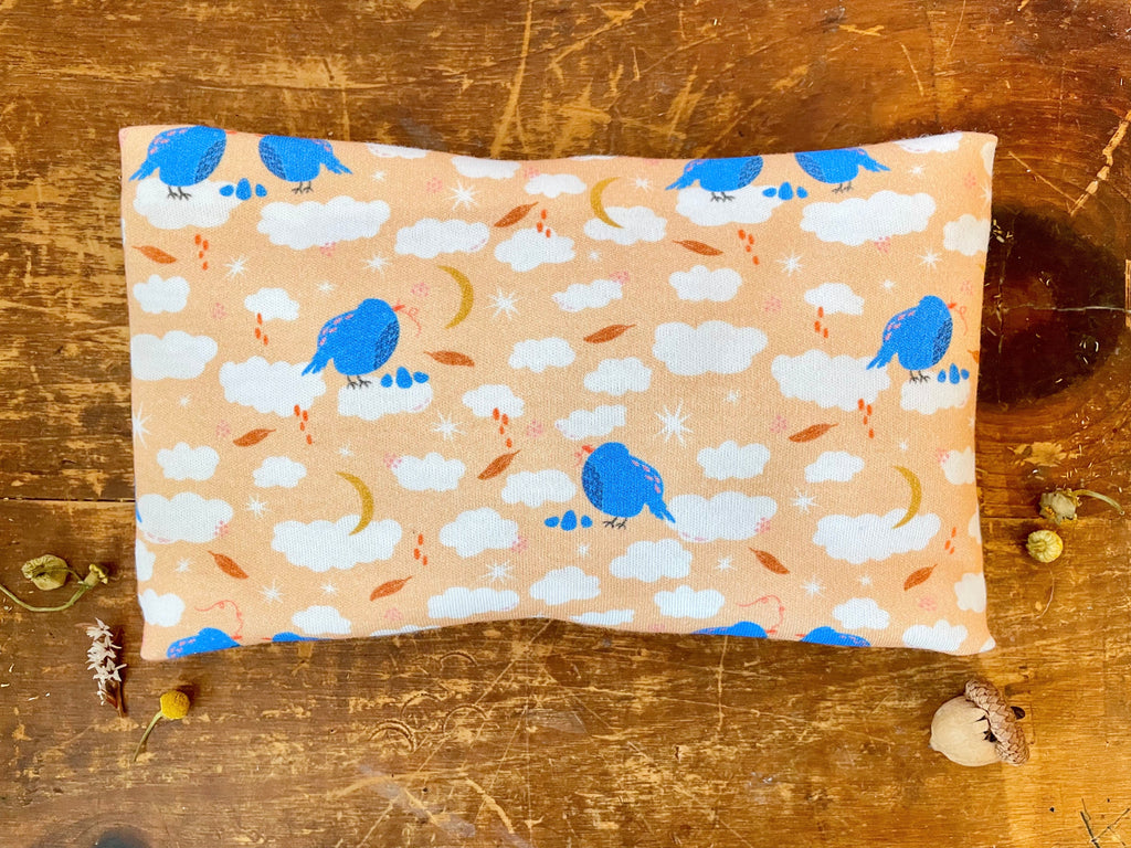 Scented Serenity Eye Pillow - Birds on Dark Peach (Winter Dreaming Collection)