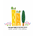 "Love What You Grow" Green Cities Eco Recycled Greeting Card w. Hand-Drawn Art + Recycled Envelope, Blank inside (Grow & Bloom)