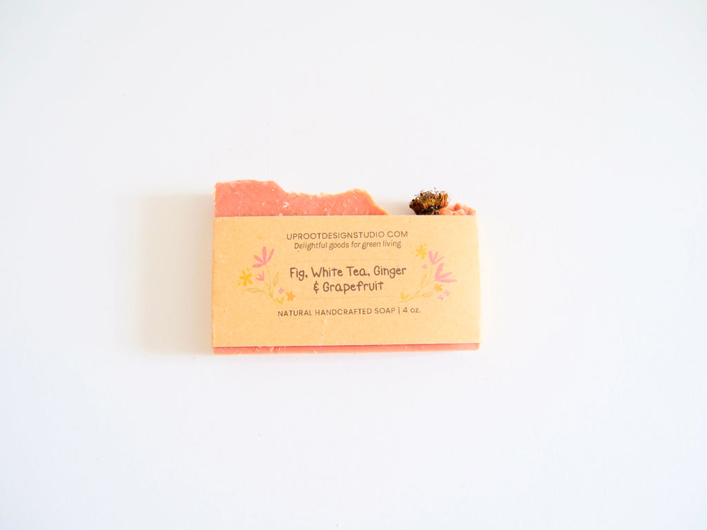 Fig, White Tea, Ginger & Grapefruit Handmade Scented Soap w. Foraged, Natural, Organic Ingredients for a Refreshing Spa Experience