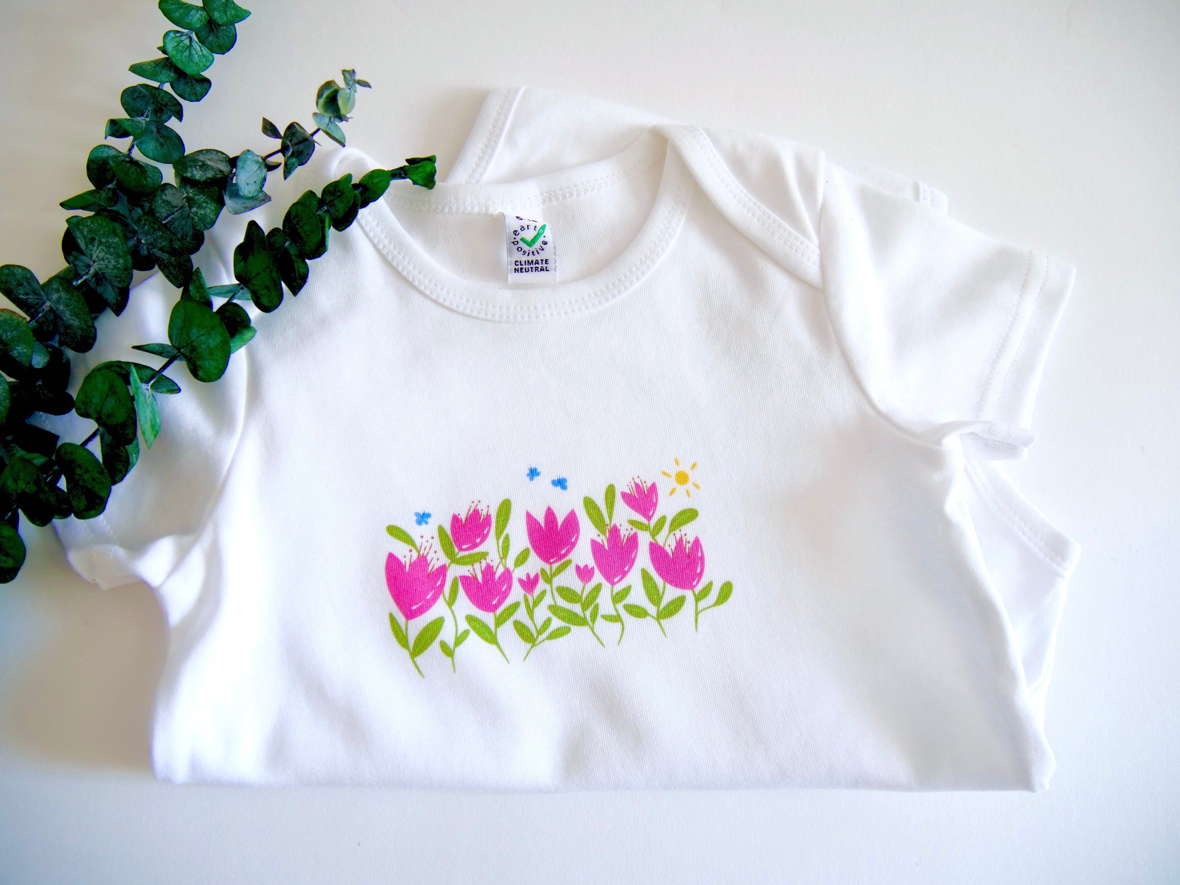Breezy Tulips Organic Onesie - White (Grow & Bloom)