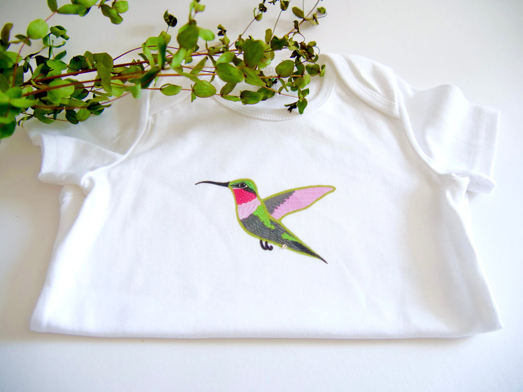 Hummingbird Organic Onesie - White (Celebrate Pollinators)
