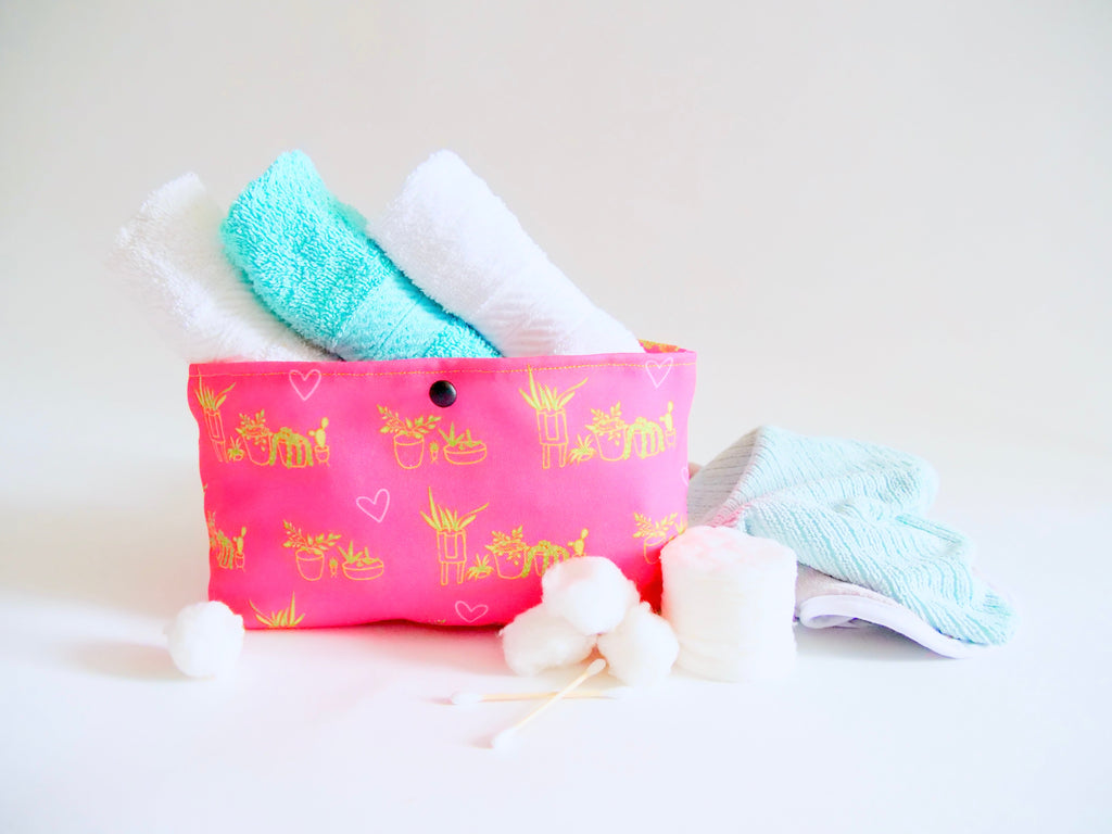Hand-sewn Recycled Canvas Button Pouch Organizer Bag for Toiletry, Makeup, Bathroom, Vanity, Desk, Office, Purse Sundries