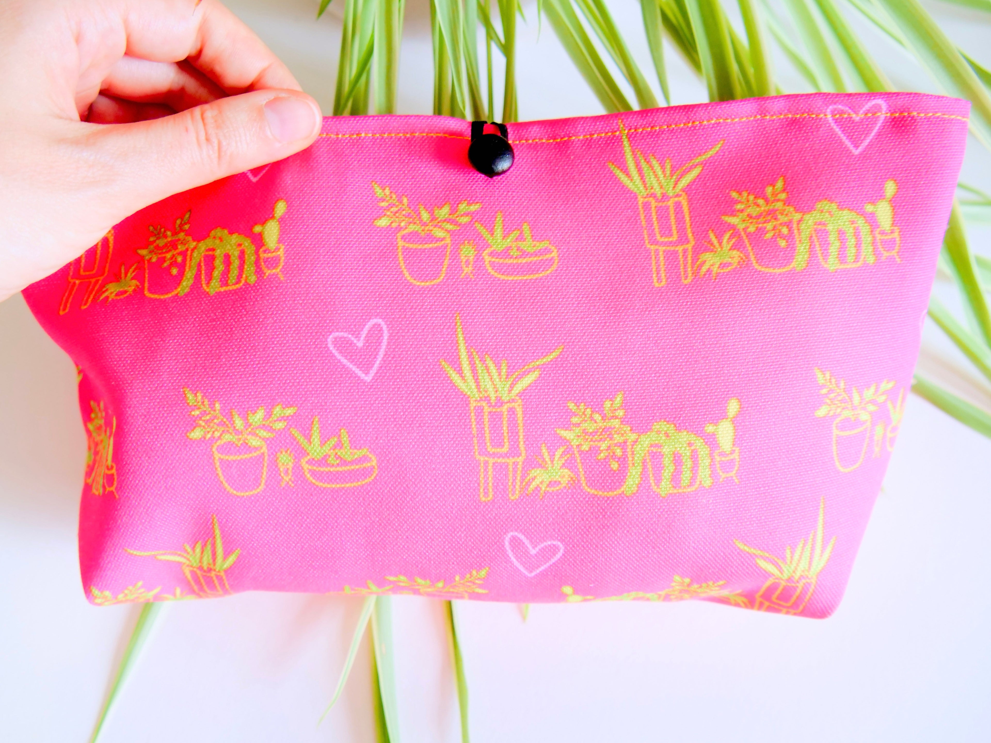 Hand-sewn Recycled Canvas Button Pouch Organizer Bag for Toiletry, Makeup, Bathroom, Vanity, Desk, Office, Purse Sundries