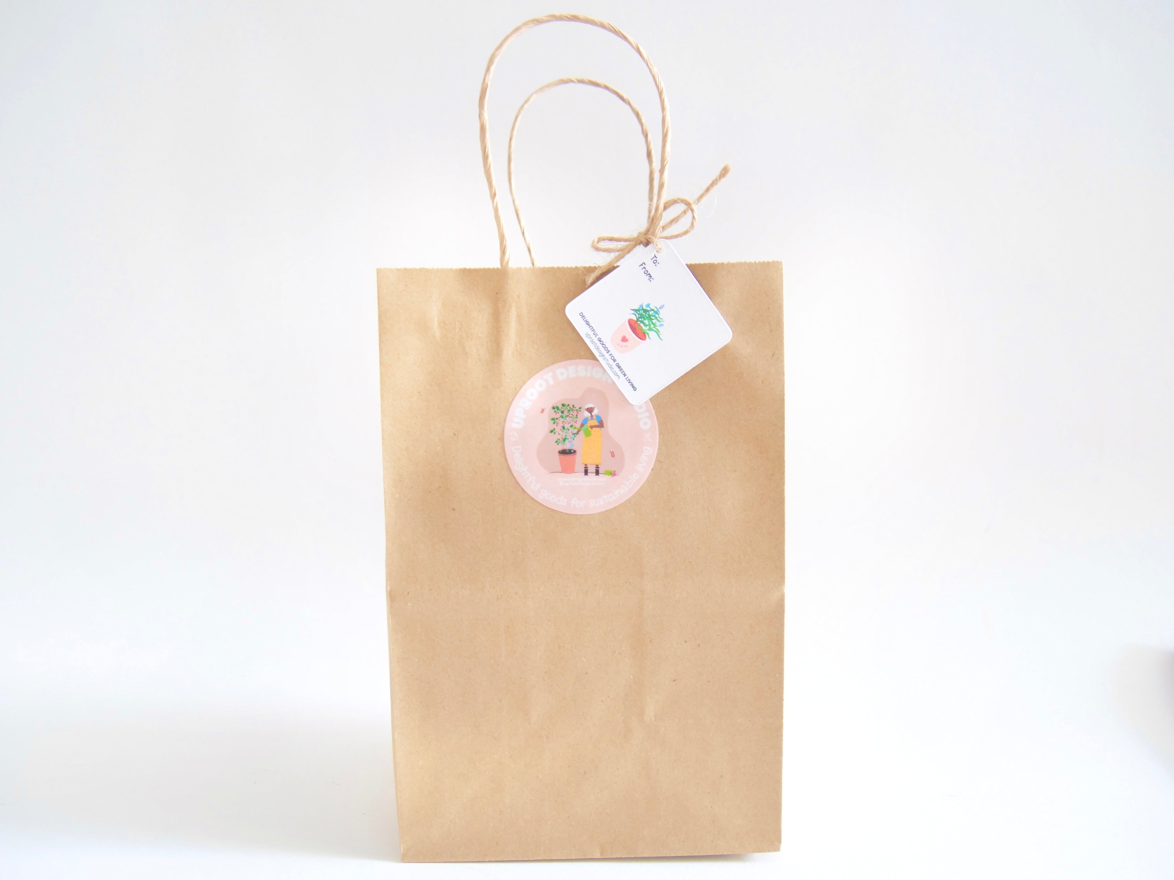 Paper Gift Bag: UpRoot 100% Recycled Kraft Paper Gift Bags "Let Your Spirit Bloom"