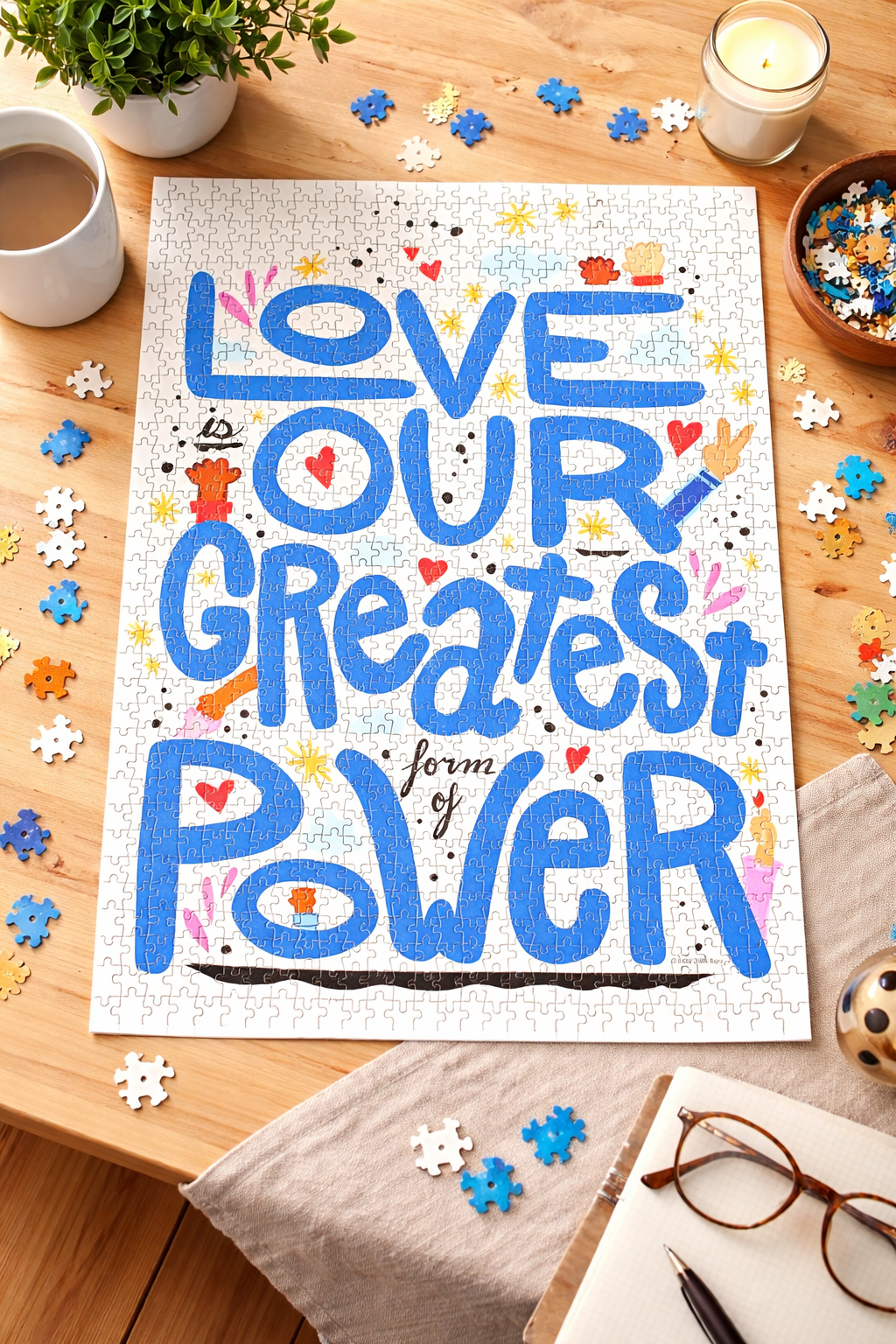 "Love is Our Greatest Form of Power" 100% Recycled Vertical Puzzle (Blue)