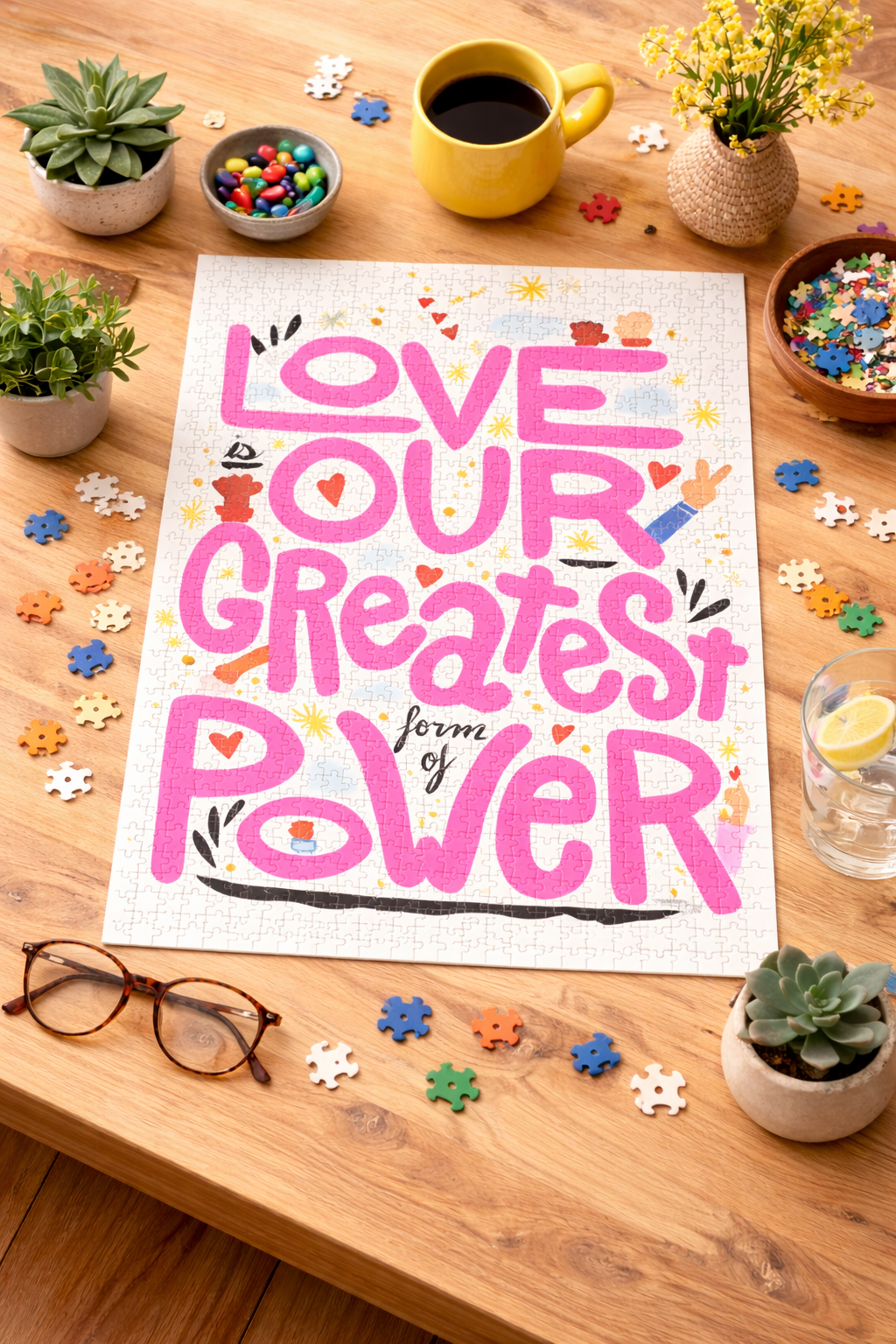 "Love is Our Greatest Form of Power" 100% Recycled Vertical Puzzle (Pink)