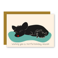 Restful Sleeping "Nap Time" Dogs Cozy Holiday Eco-Greeting Cards + Matching Envelope, Blank Inside - Assorted (Winter Wishes)