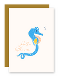"Little One" Baby Card with Seahorse - Greeting Card + Matching Envelope (New Baby)