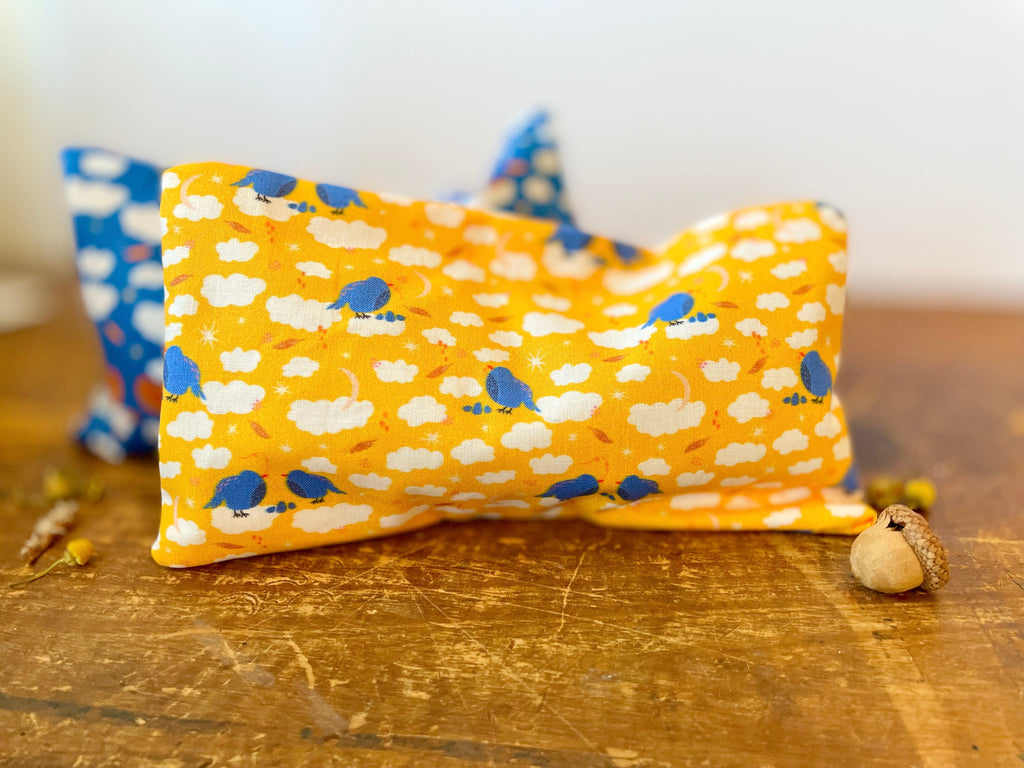 Scented Serenity Eye Pillow - Birds on Yellow (Winter Dreaming Collection)
