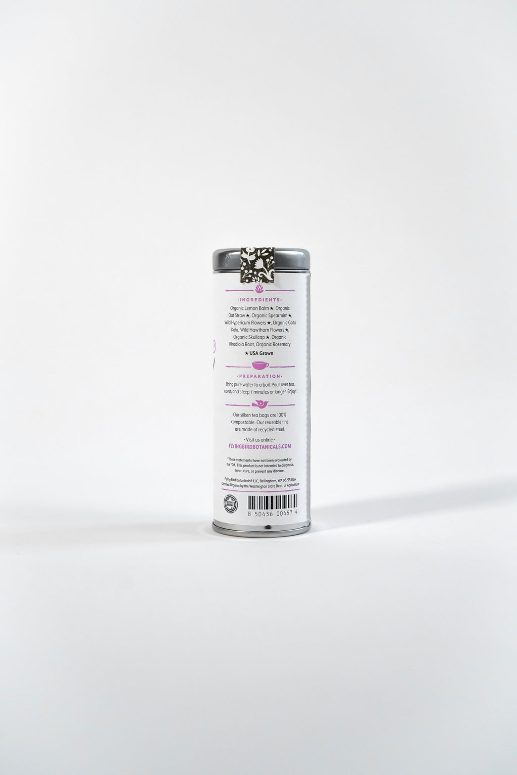 "Peaceful Spirit" Tea Time Tin: 6 Eco-Bags of Organic Tea (Mint, Floral + Lemon, Caffeine-Free)
