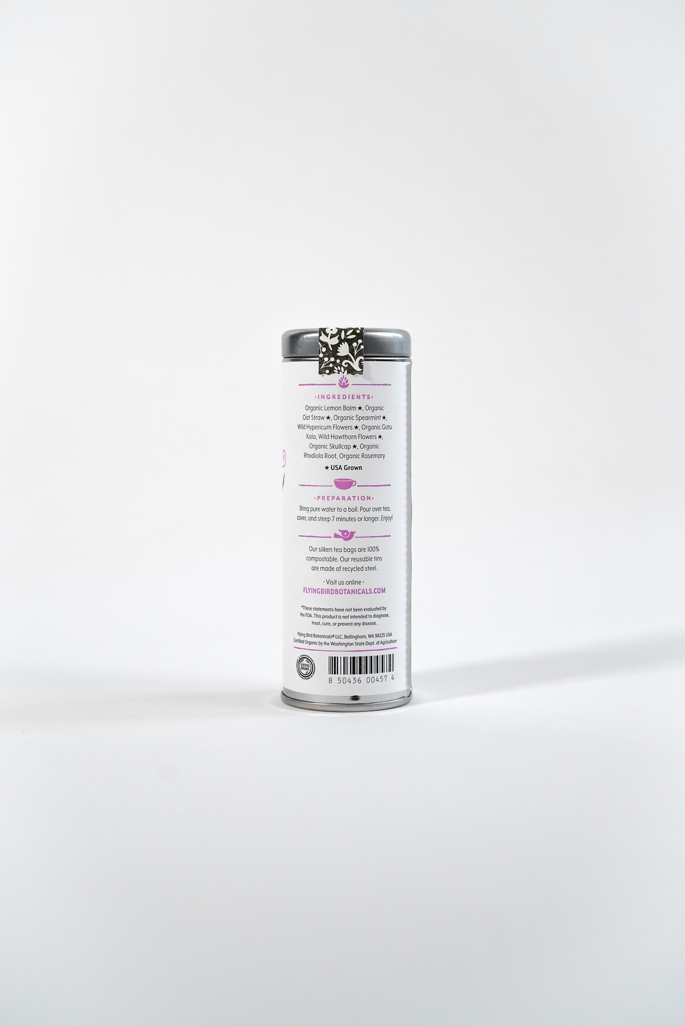 "Peaceful Spirit" Tea Time Tin: 6 Eco-Bags of Organic Tea (Mint, Floral + Lemon, Caffeine-Free)