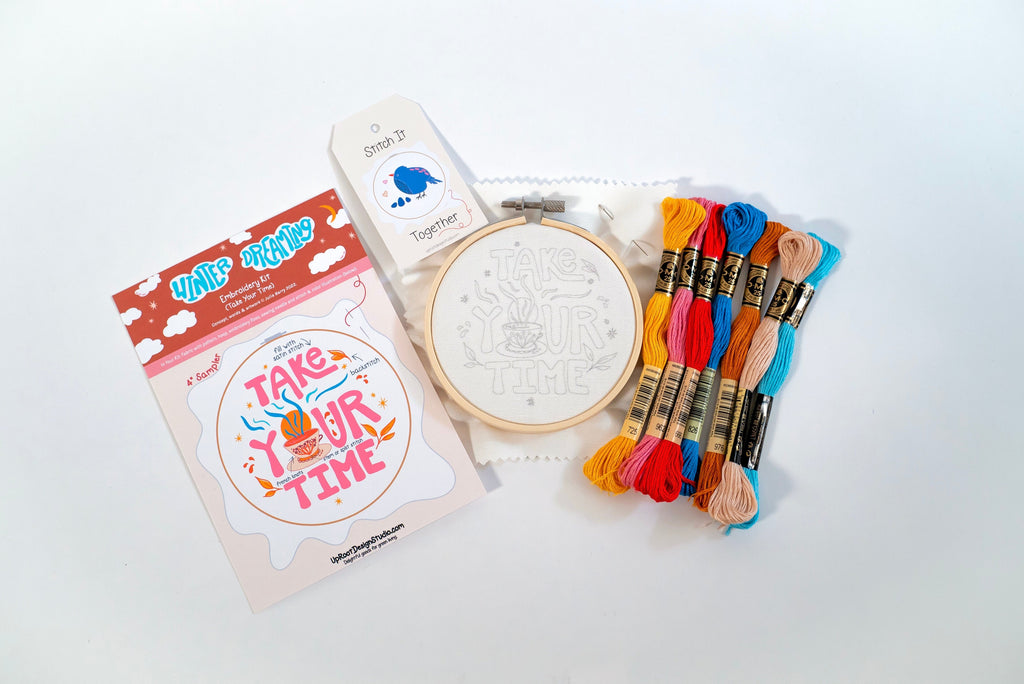 "Take Your Time" Eco-Embroidery Kit w. Tea Time Pattern (Joyful Threads Winter Dreaming)