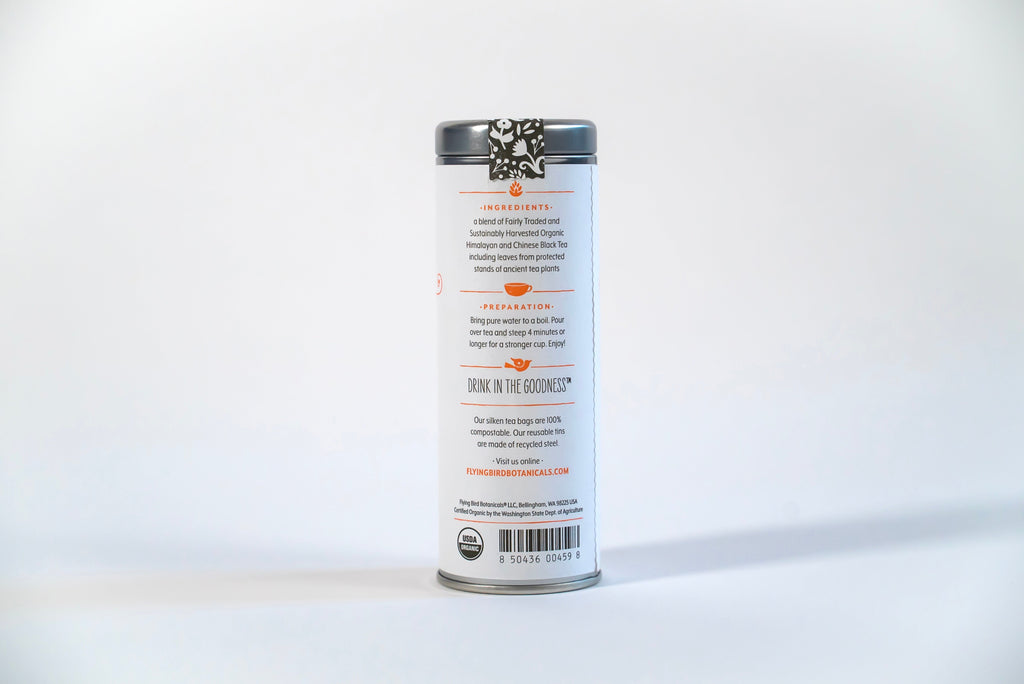 "Ancient Sunrise" Tea Time Tin: 6 Eco-Bags Organic Bright & Malty Tea w. Ancient Black & Oolong Teas (Tea Time / Grow & Bloom)