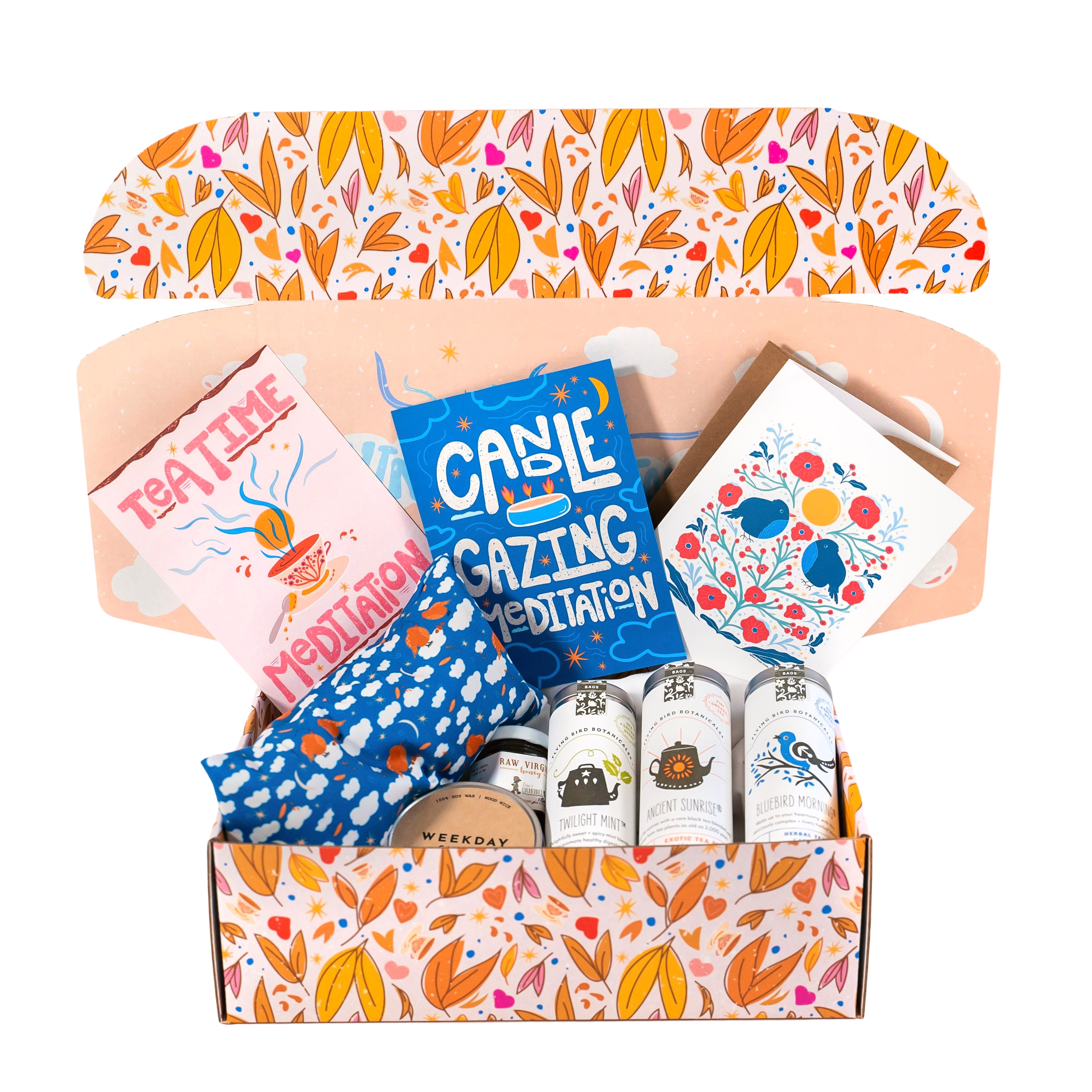 "Winter Wellness" Gift Box: Chamomile Eye Pillow, Uplifting Teas, Honey, Soy Candle & Greeting Card (Winter Dreaming)