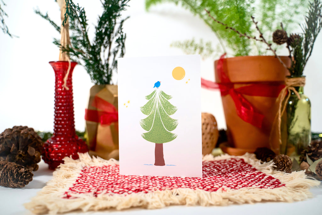 Pine Tree Greeting Cards + Matching Envelope - Assorted (Winter Wishes)