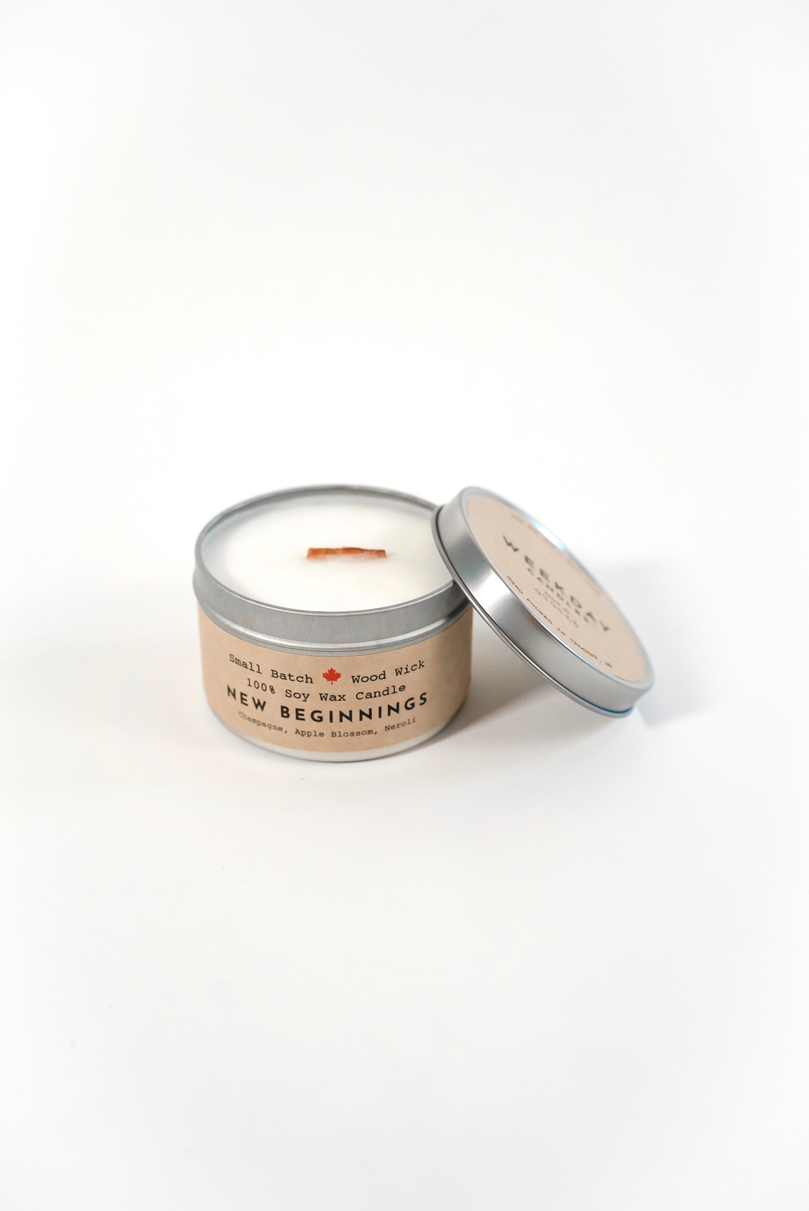 "New Beginnings" Soy Crackling Wick Eco-Candle - Champagne, Apple Blossom & Neroli Scent (Shine On / Winter Dreaming)
