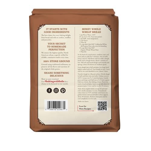 Bobs Red Mill Organic Whole Wheat Flour, 5Lb (Pack Of 1) - Non Gmo, Whole Grain, Vegan, Kosher