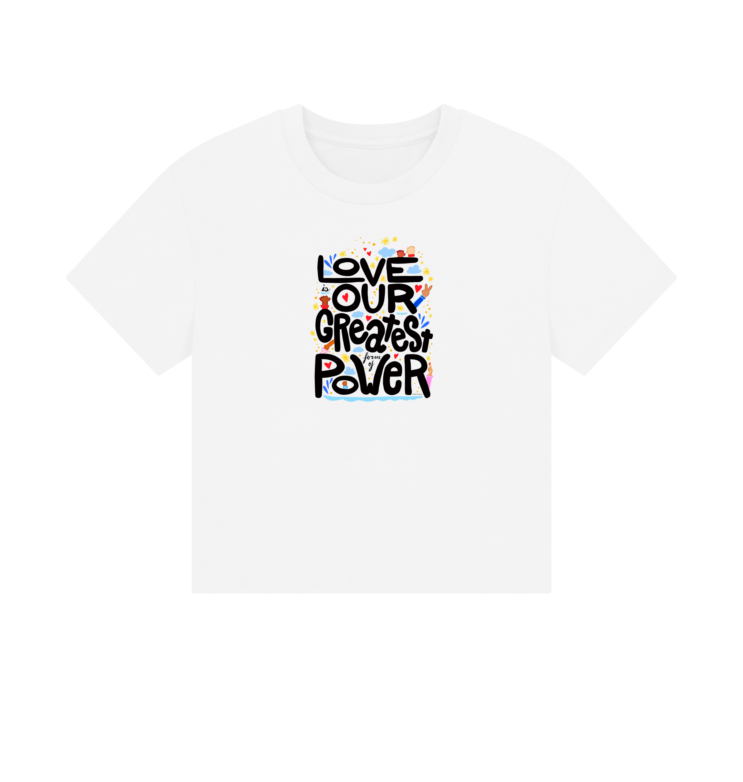 "Love is Our Greatest Form of Power" Organic Cotton Eco Boxy T-Shirt (Adult - Black Text - Assorted Light Colors)