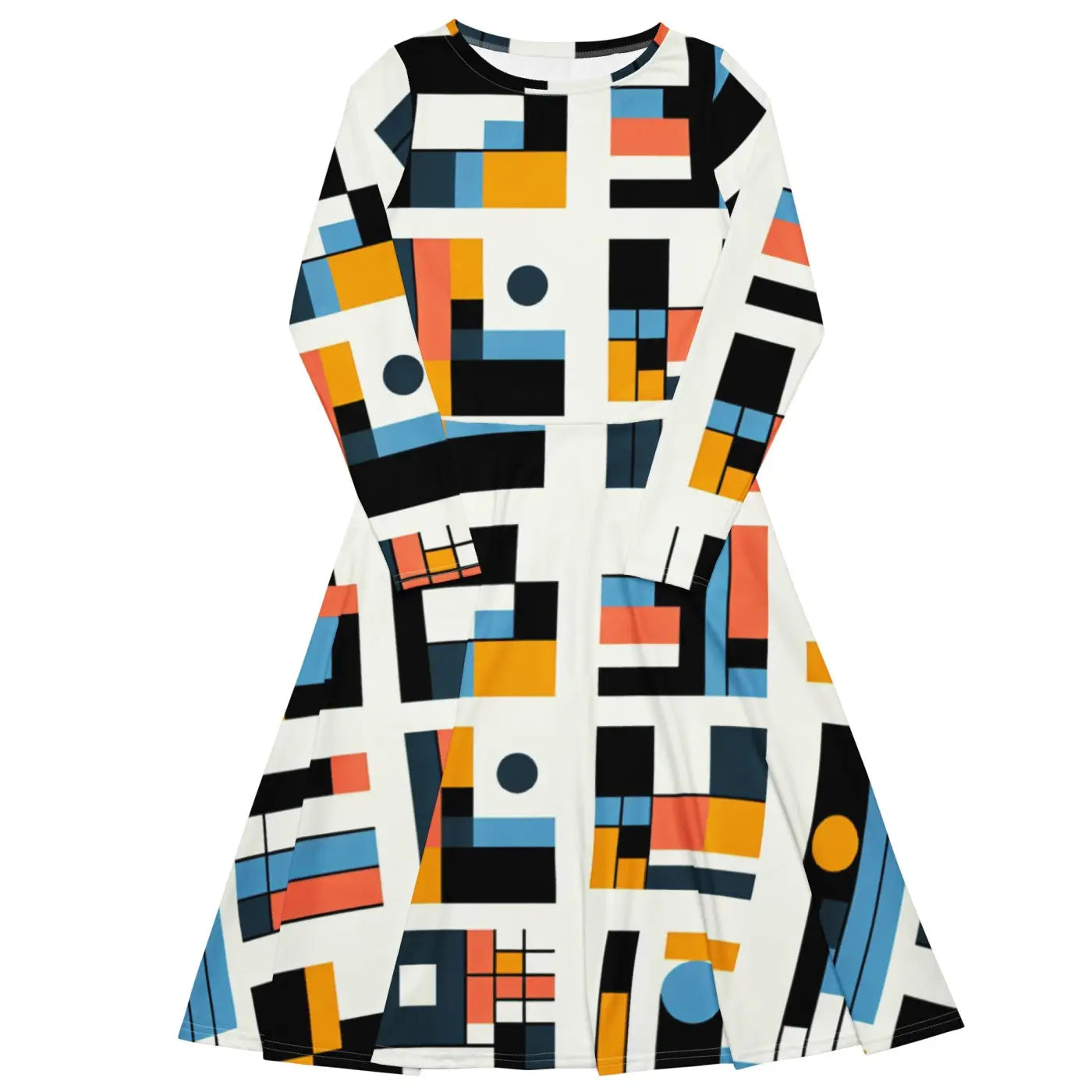 Abstract Pattern Midi Dress – Eco-friendly Cotton - Dipaliz