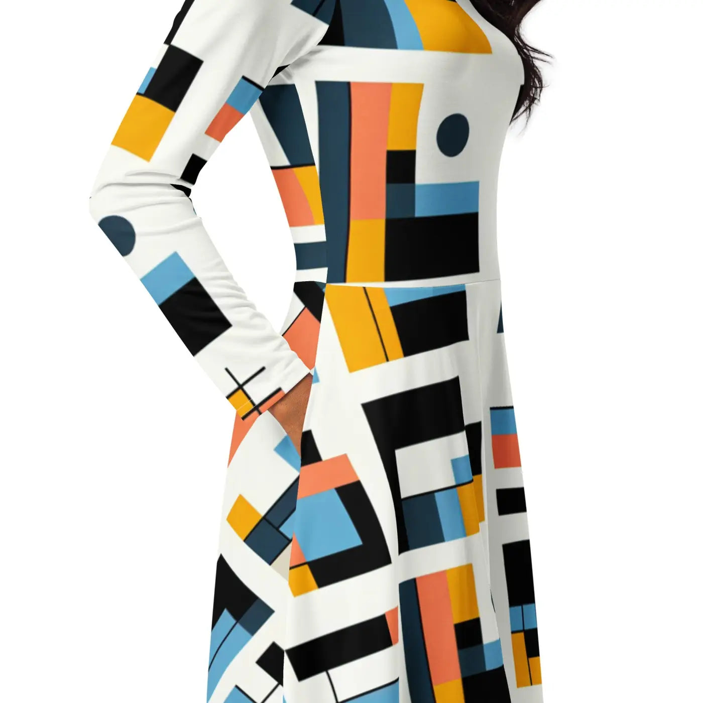 Abstract Pattern Midi Dress – Eco-friendly Cotton - Dipaliz