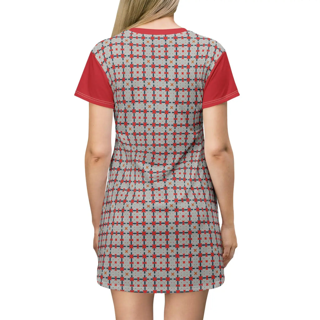 Red Pattern Shirt Dress – Eco Friendly Polyester - Dipaliz