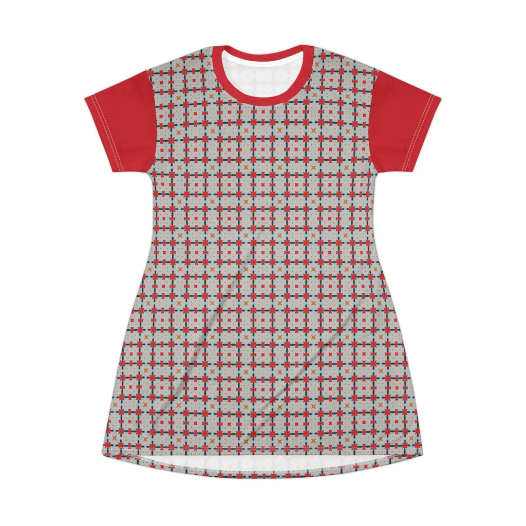 Red Pattern Shirt Dress – Eco Friendly Polyester - Dipaliz