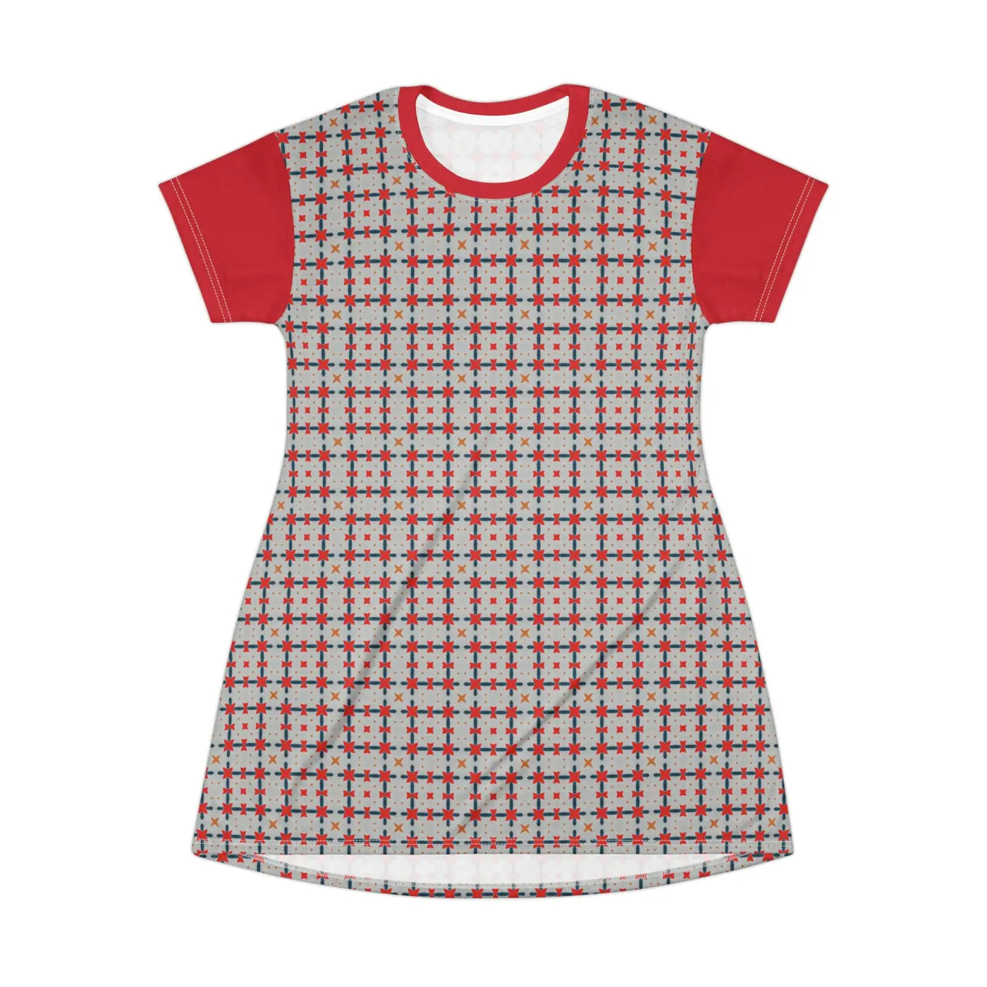 Red Pattern Shirt Dress – Eco Friendly Polyester - Dipaliz