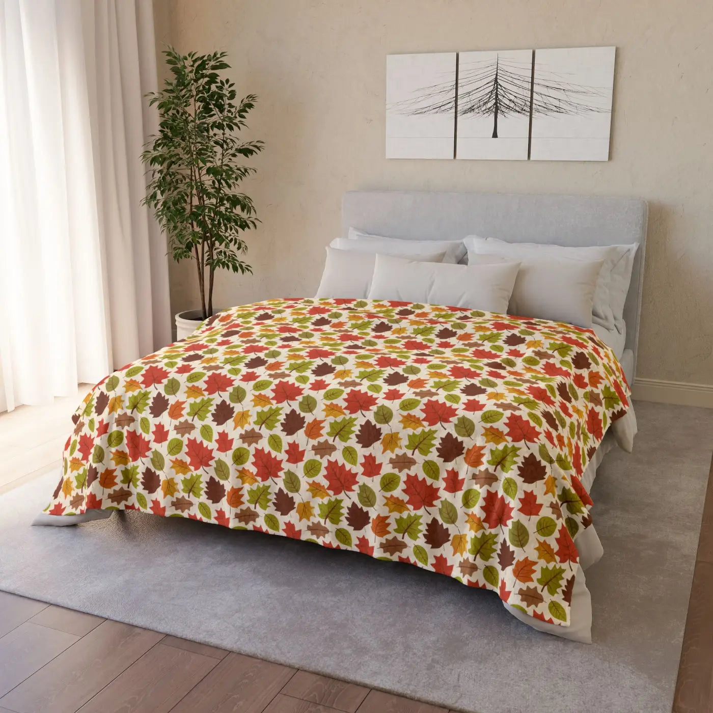 Autumn Leaves Blanket – Eco-friendly Minky Fleece - Dipaliz