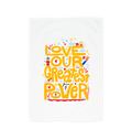 "Love is Our Greatest Form of Power" 100% Organic Cotton Eco Tea Towel (Yellow Text)