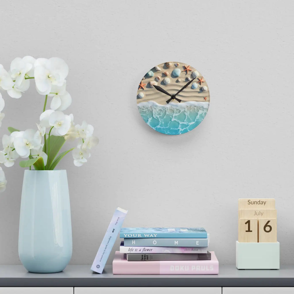 Beach Shore Acrylic Wall Clock – Coastal Decor - Dipaliz