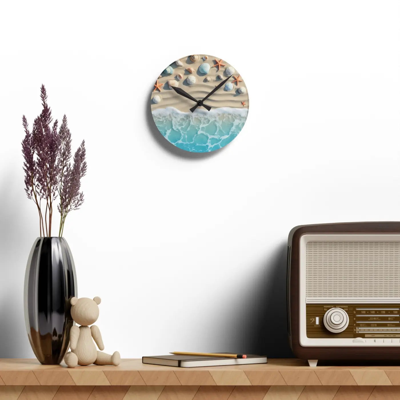 Beach Shore Acrylic Wall Clock – Coastal Decor - Dipaliz