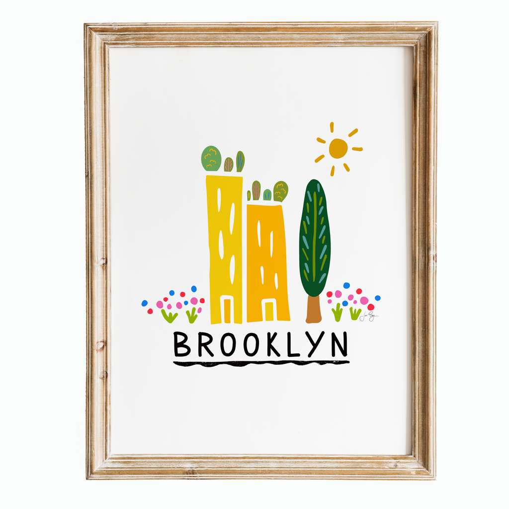 "Green Cities" (Brooklyn) Colorful Eco-Art Print 5x7"