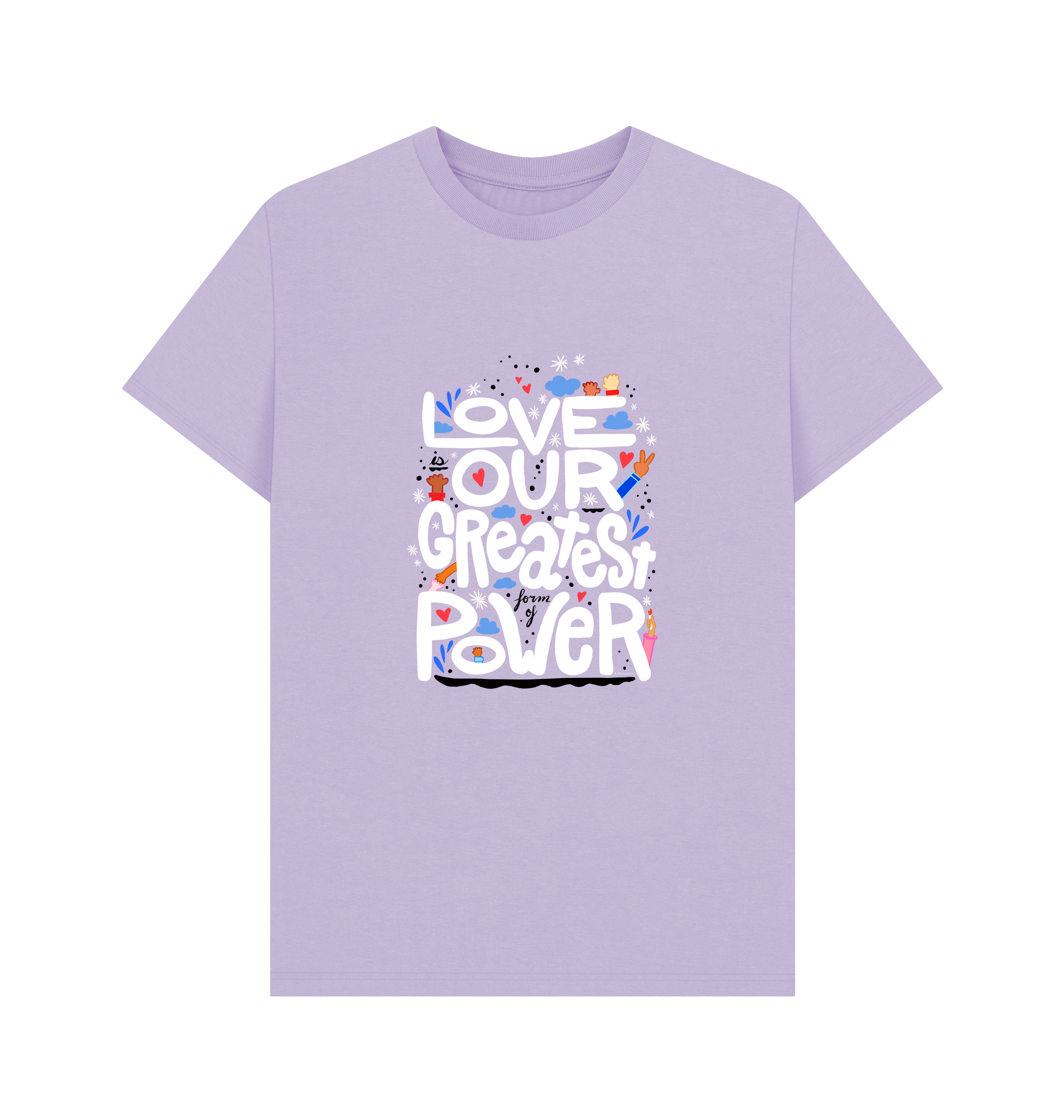 "Love is Our Greatest Form of Power" Organic Cotton Eco T-Shirt (Adult - White Text - Assorted Colors)