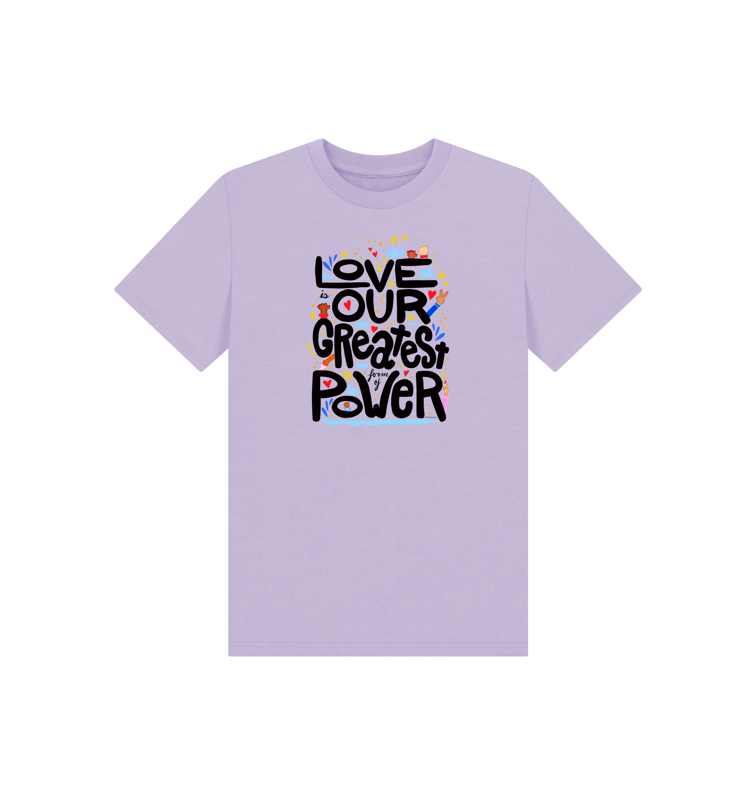 "Love is Our Greatest Form of Power" Organic Eco T-Shirt (Kids - Black Text - Assorted Light Colors)