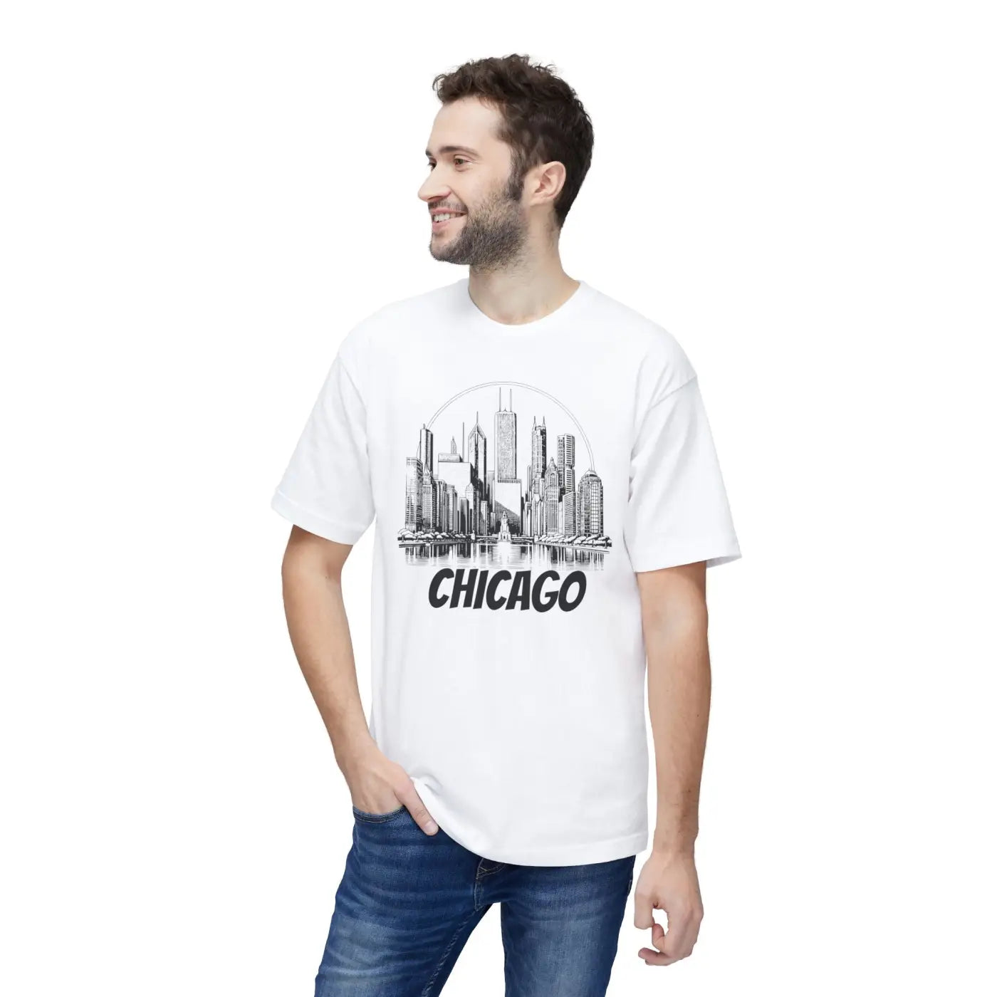 Chicago City Skyline Cotton Tee – Eco Friendly - Dipaliz