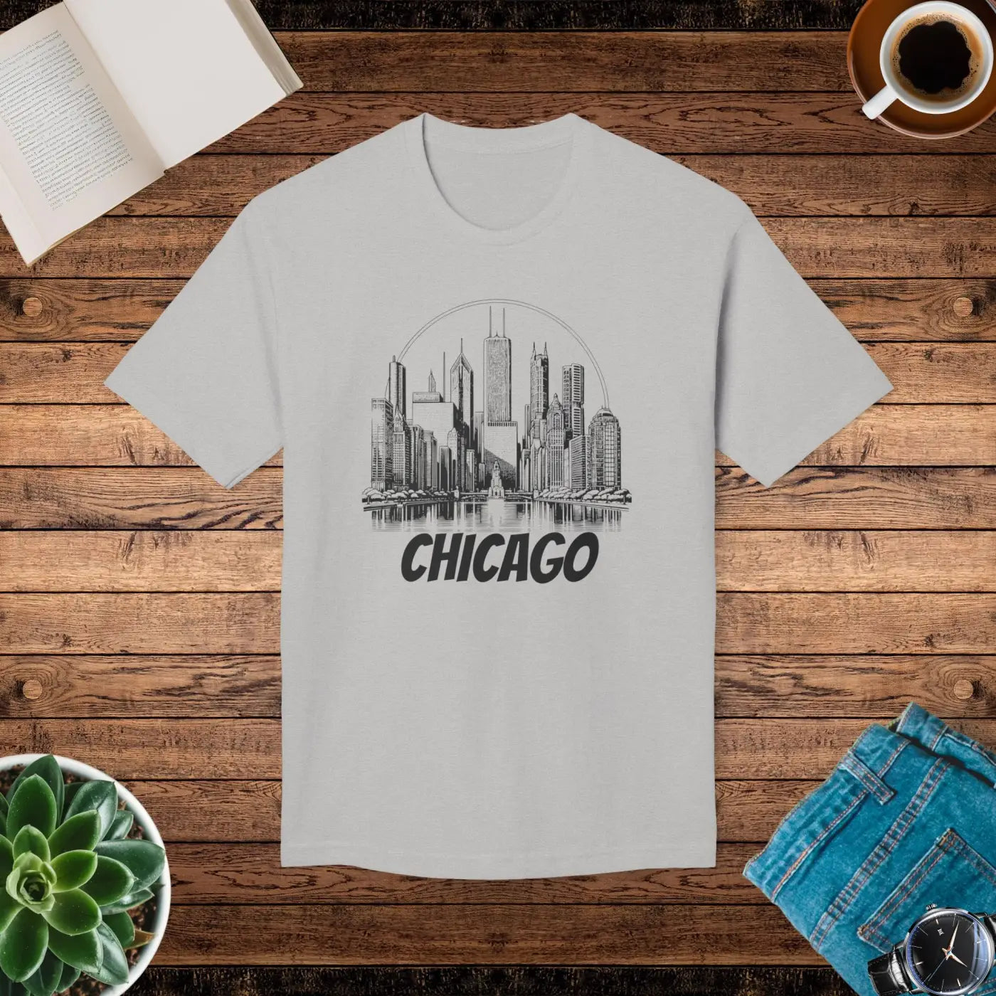 Chicago City Skyline Cotton Tee – Eco Friendly - Dipaliz