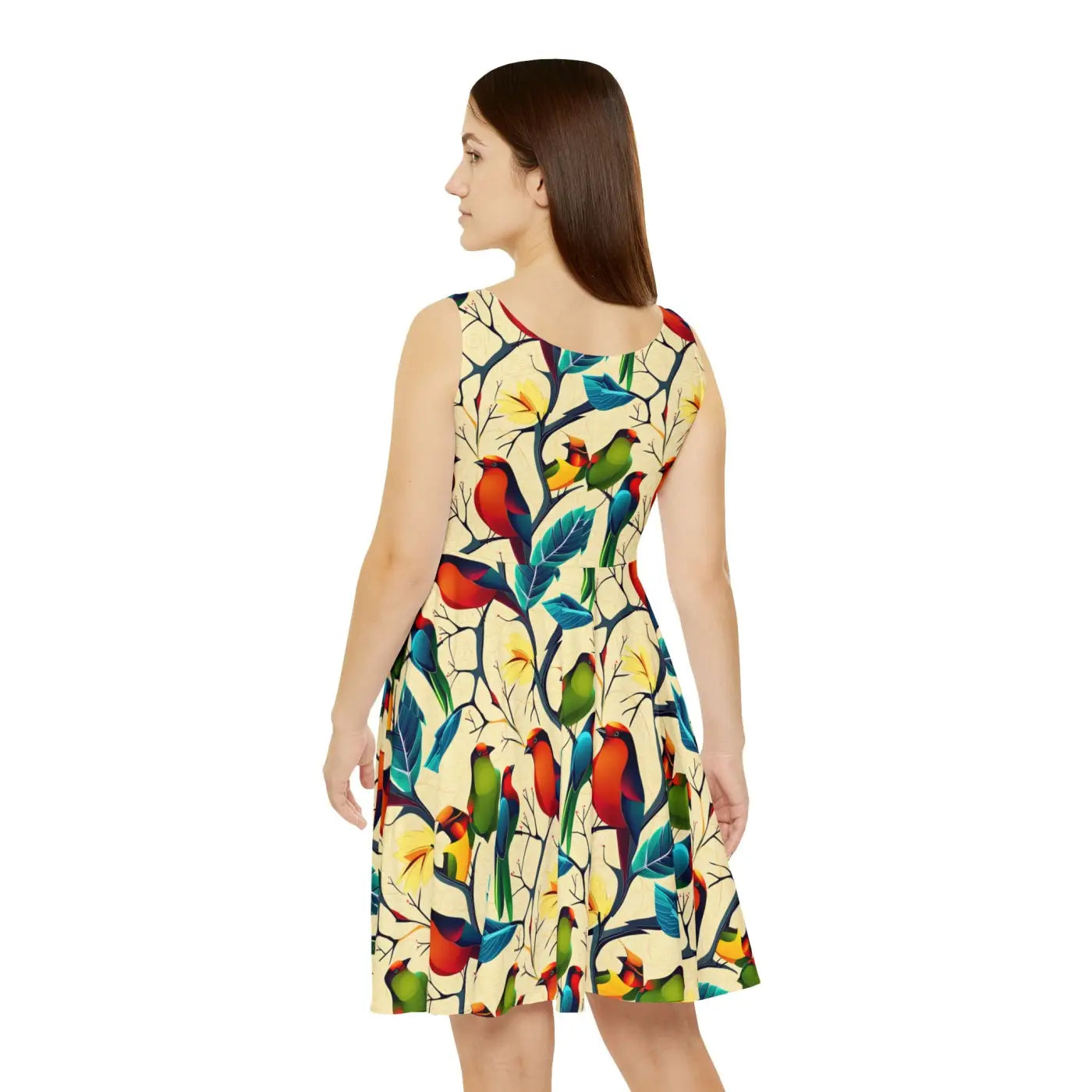 Colorful Birds Skater Dress – Eco Friendly - Dipaliz