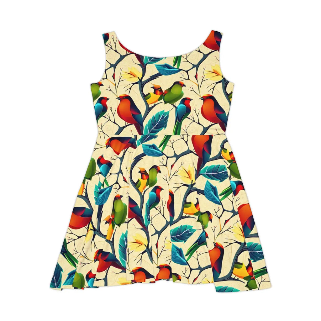 Colorful Birds Skater Dress – Eco Friendly - Dipaliz
