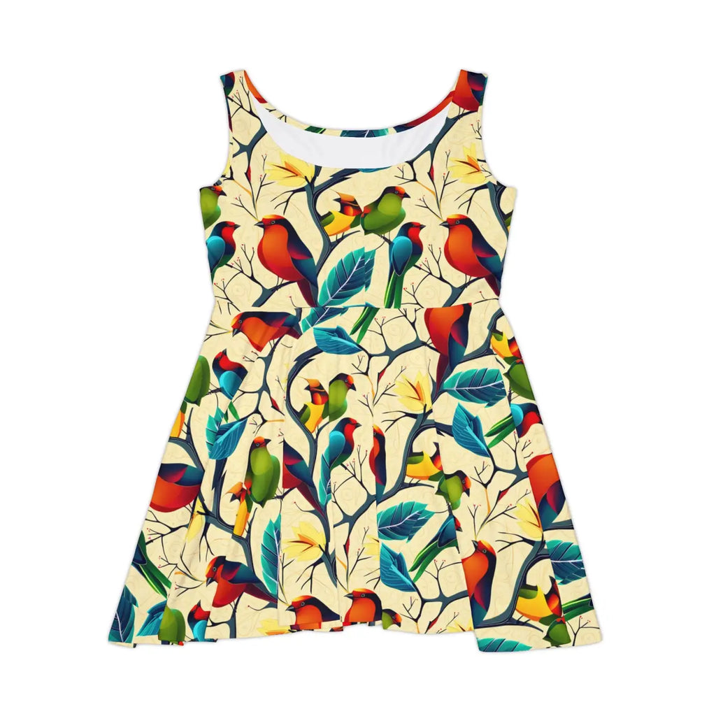 Colorful Birds Skater Dress – Eco Friendly - Dipaliz
