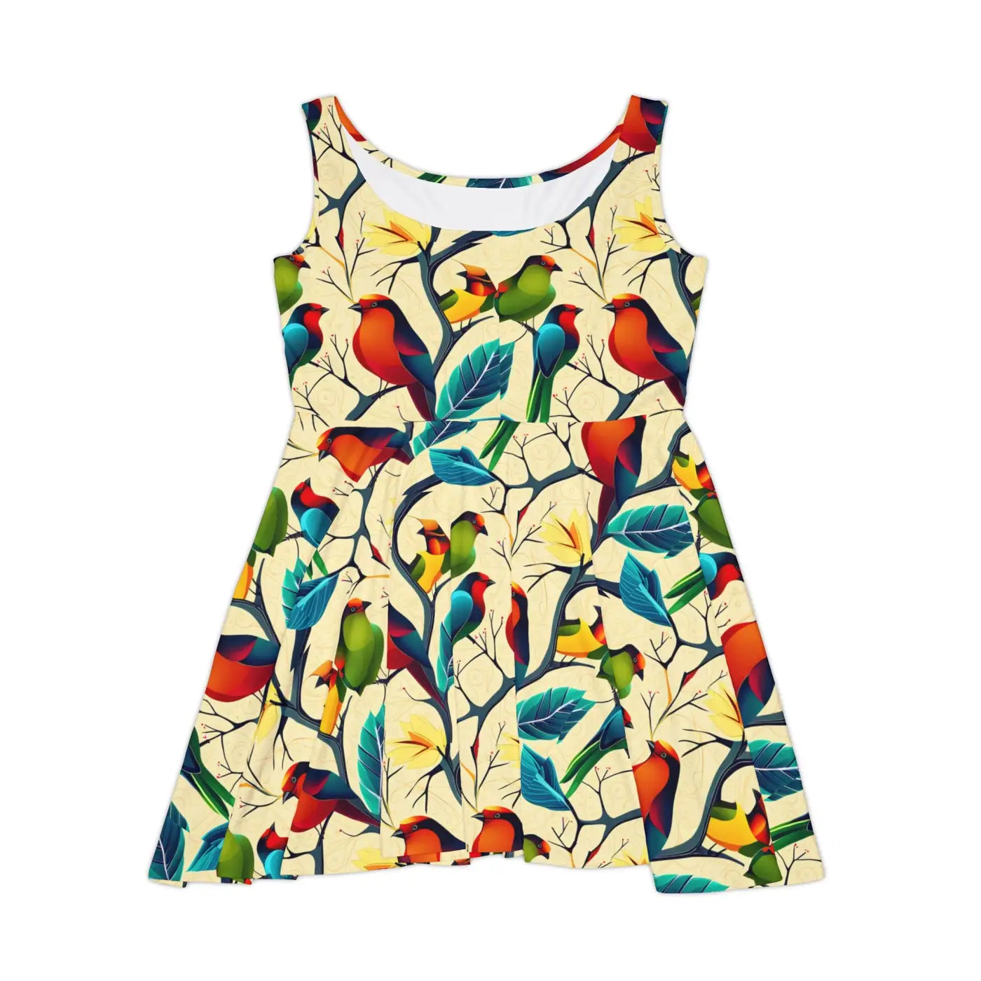 Colorful Birds Skater Dress – Eco Friendly - Dipaliz