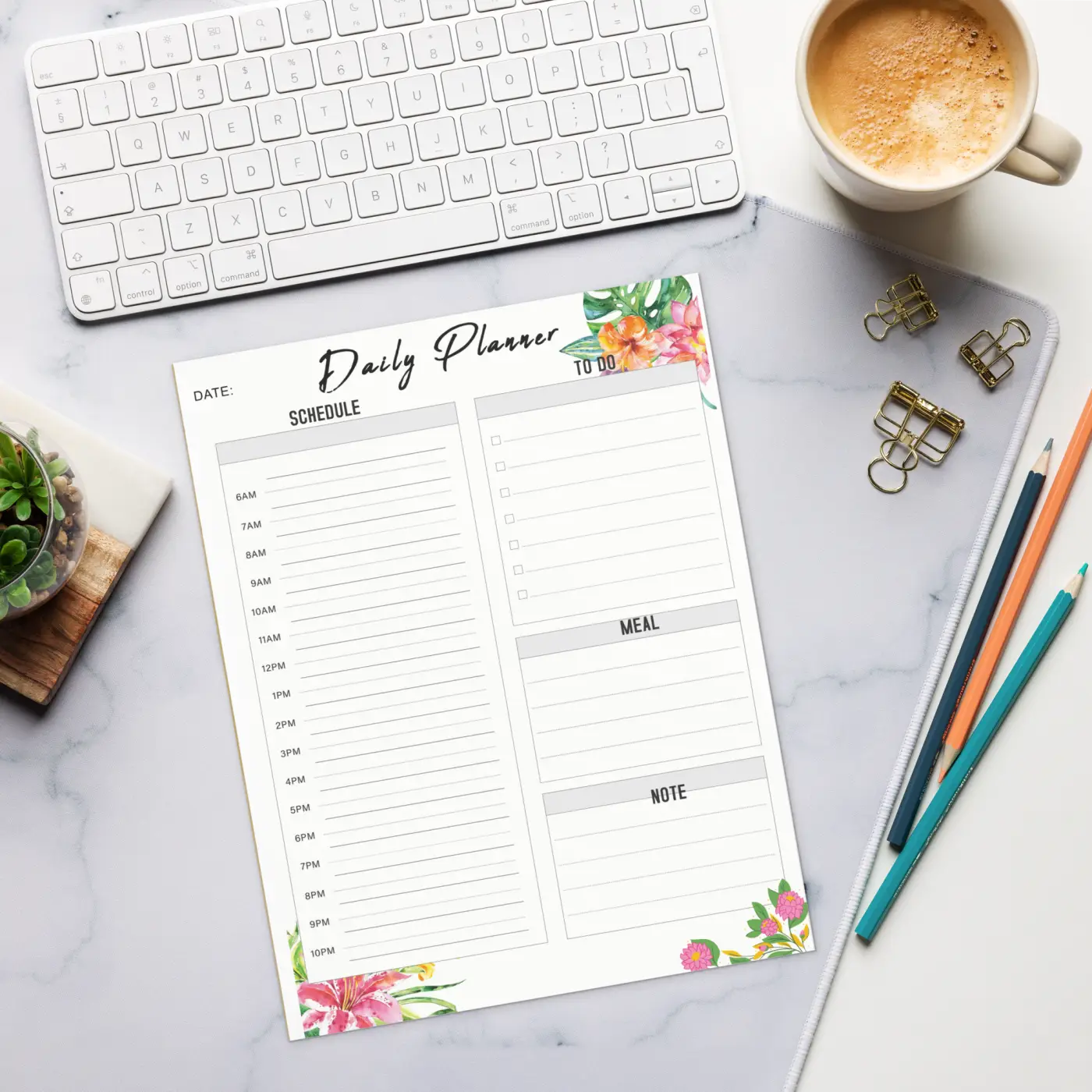 Floral Daily Planner – Eco Friendly 8.5x11 - Dipaliz