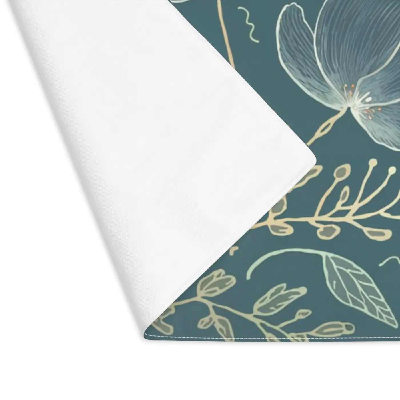 Teal Delicate Flowers Cotton Placemat Eco Friendly - Dipaliz