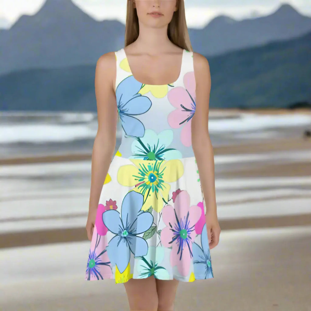 Floral Skater Dress – Eco-friendly Party Style - Dipaliz